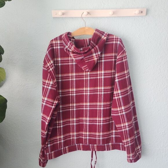 Lost plaid flannel kangaroo pockets hoodie - Picture 6 of 15
